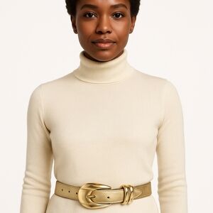 Vintage Very  Gold Leather Accent Belt  S/M